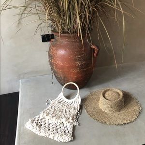 Bare Moon Macrame Top Handle Tote Bag
